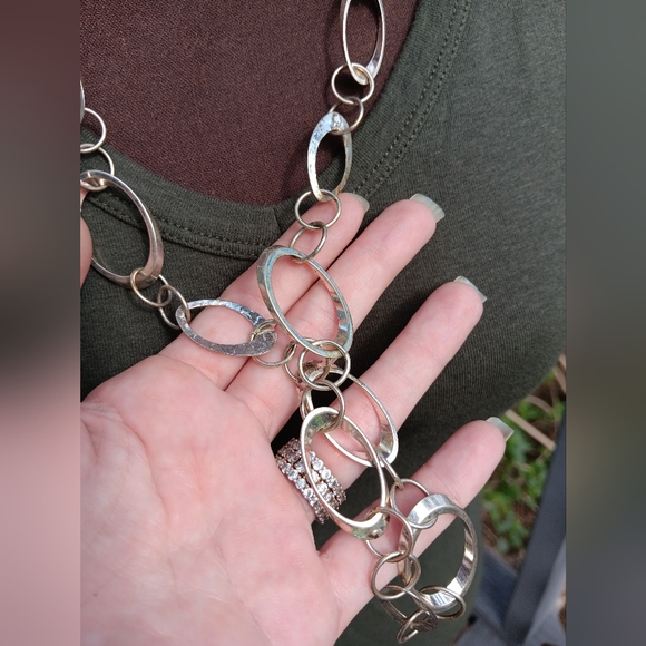 Silver Tone LONG Chain Necklace - Picture 5 of 6